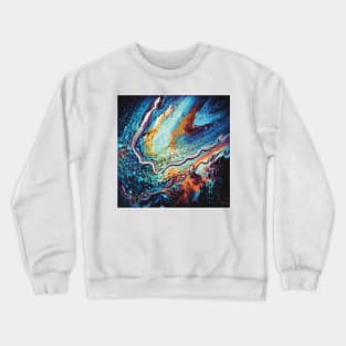 Galaxy Tentacles - Paint Pour Art - Unique and Vibrant Modern Home Decor for enhancing the living room, bedroom, dorm room, office or interior. Digitally manipulated acrylic painting. Crewneck Sweatshirt